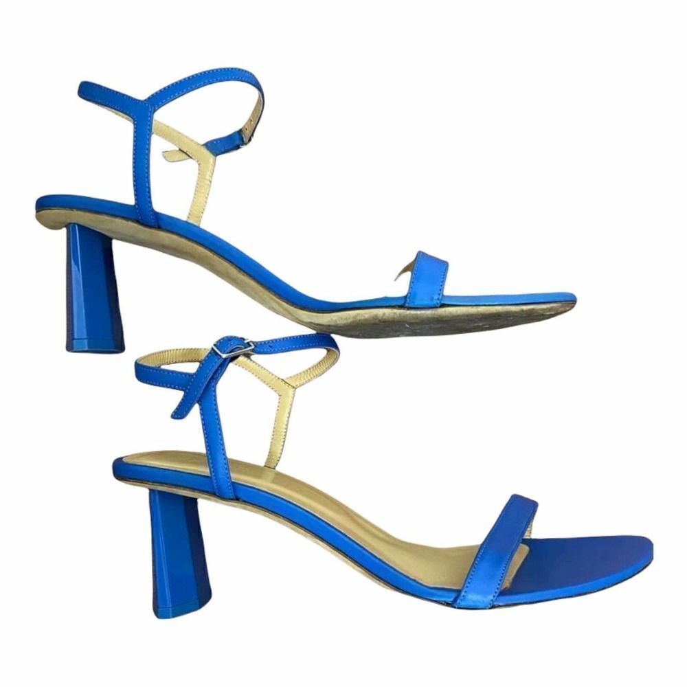 𝅺by FAR Magnolia Ankle Strap Handmade Leather Heeled Sandals Marine Blue